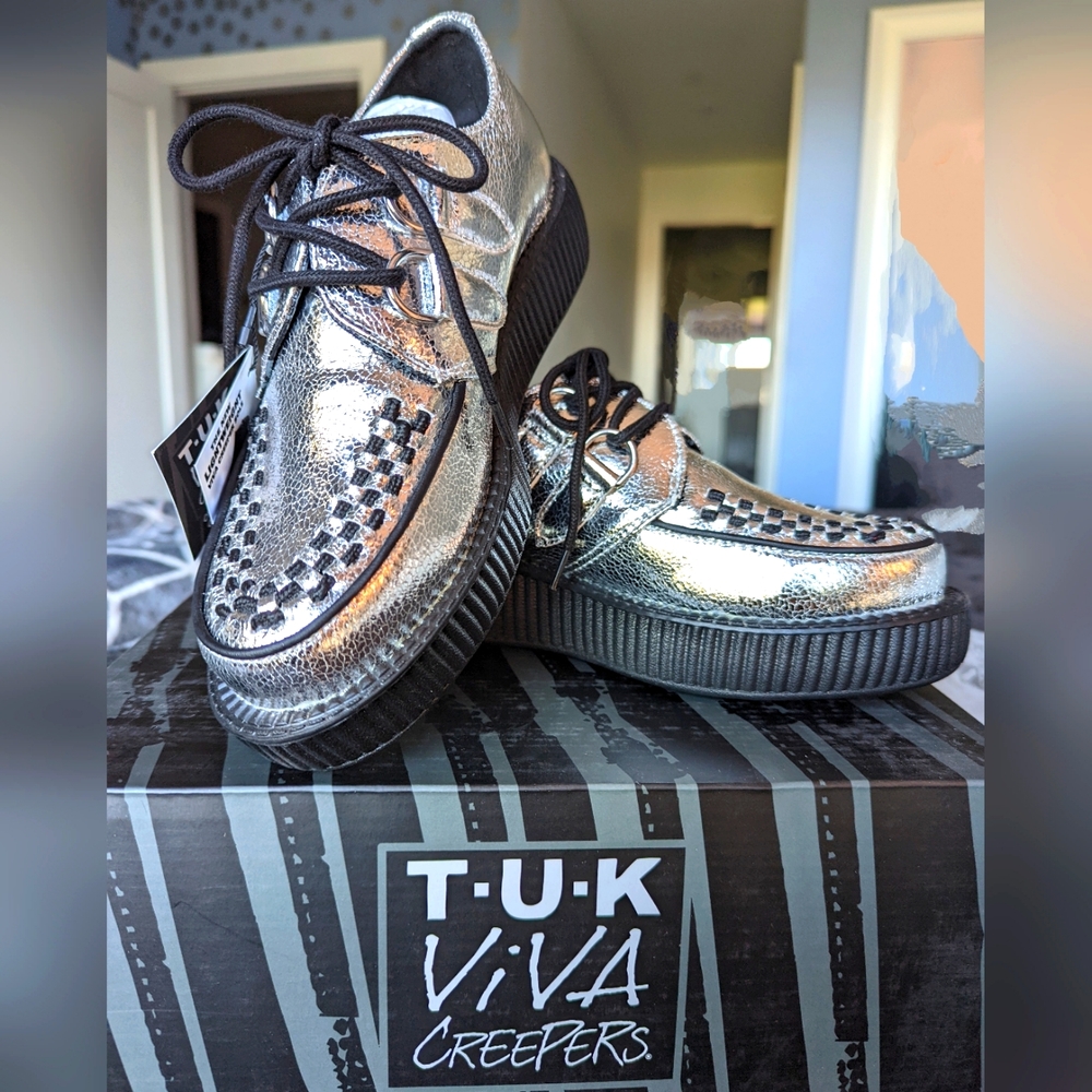 T.U.K./TUK ViVA Creeper in Crackle Chrome EU 38 /US 7 W/US 5 M